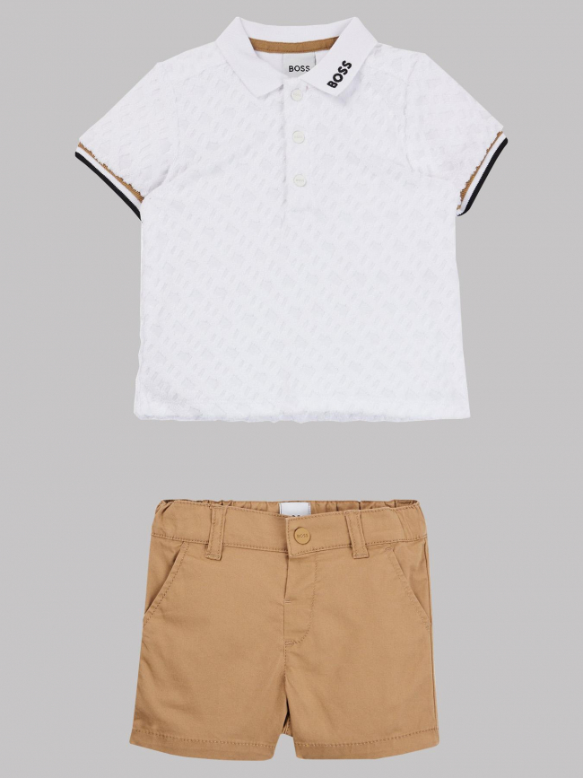 Ensemble polo short blanc marron bébé - Boss