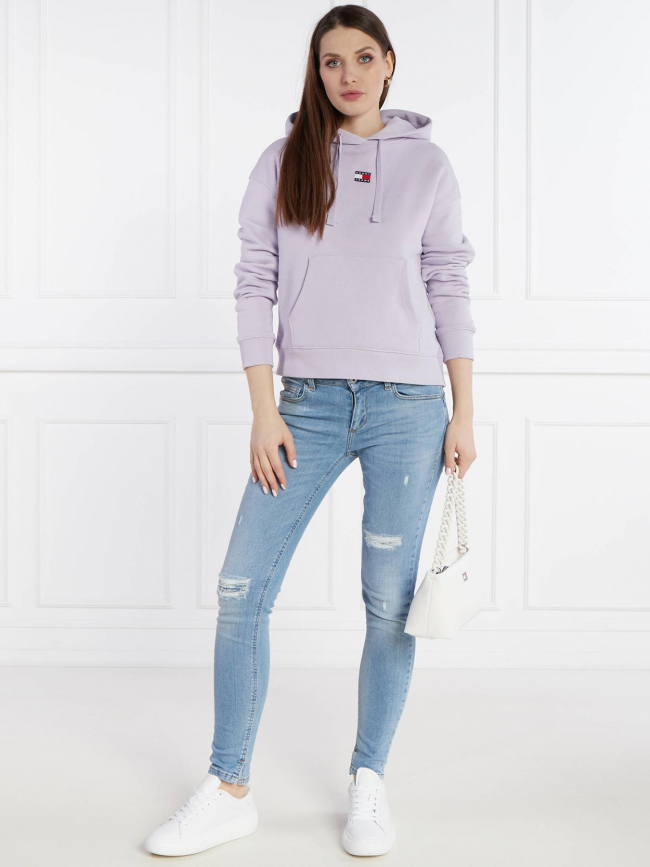 Sweat à capuche badge violet femme - Tommy Jeans