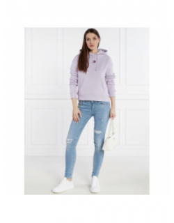 Sweat à capuche badge violet femme - Tommy Jeans