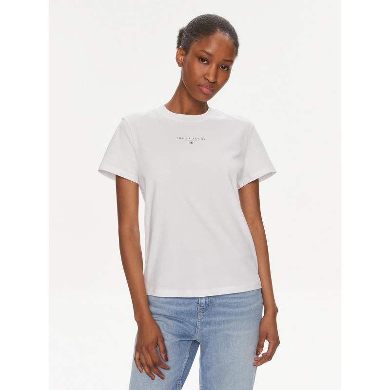 T-shirt uni regular logo blanc femme - Tommy Jeans