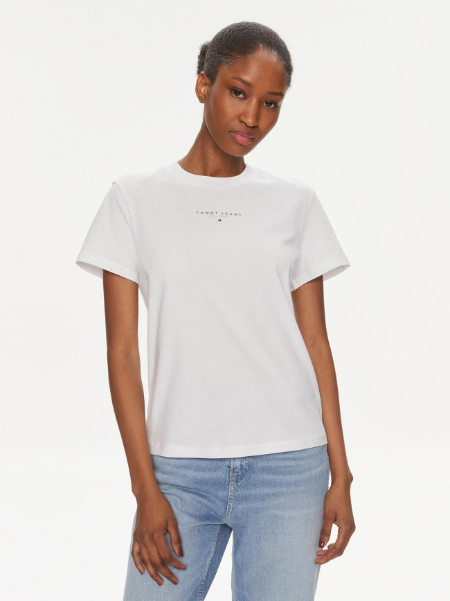 T-shirt uni regular logo blanc femme - Tommy Jeans