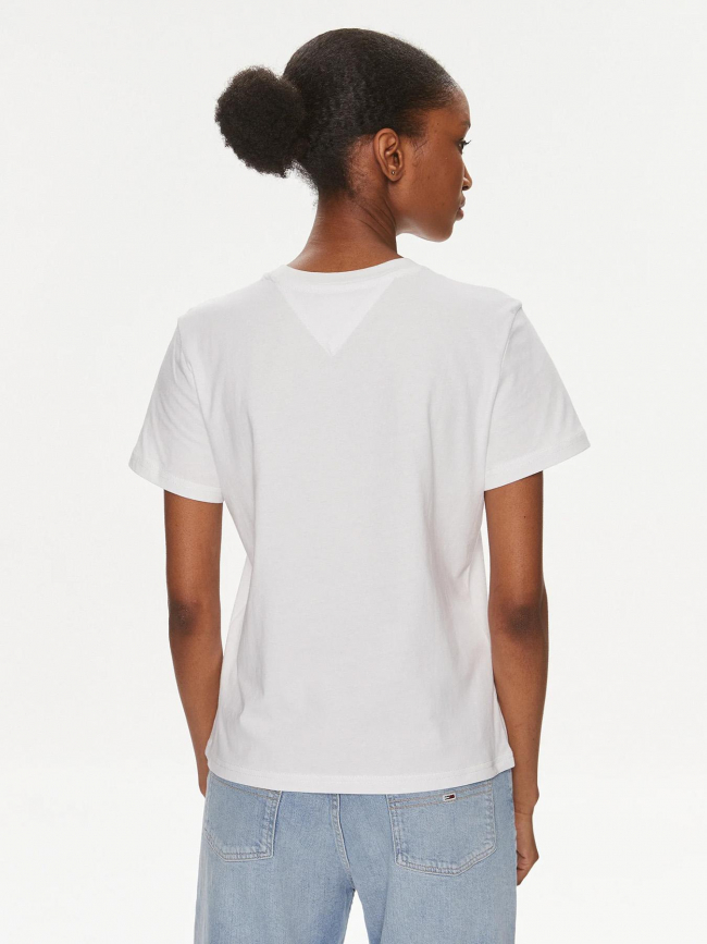 T-shirt uni regular logo blanc femme - Tommy Jeans