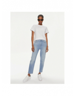 T-shirt uni regular logo blanc femme - Tommy Jeans