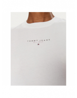 T-shirt uni regular logo blanc femme - Tommy Jeans