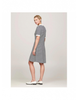 Robe polo rayée ample blanc bleu femme - Tommy Hilfiger