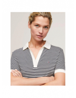 Robe polo rayée ample blanc bleu femme - Tommy Hilfiger