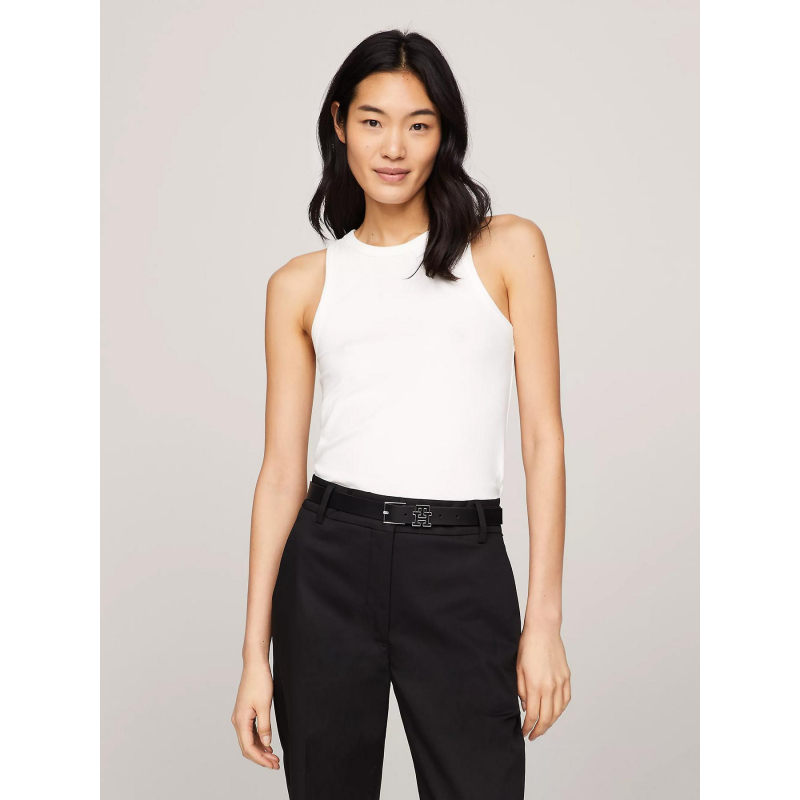 Débardeur slim strié uni blanc femme - Tommy Hilfiger