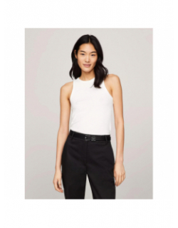 Débardeur slim strié uni blanc femme - Tommy Hilfiger