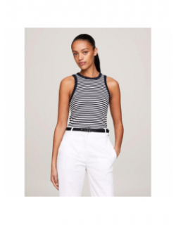 Débardeur slim rayé strié noir blanc femme - Tommy Hilfiger