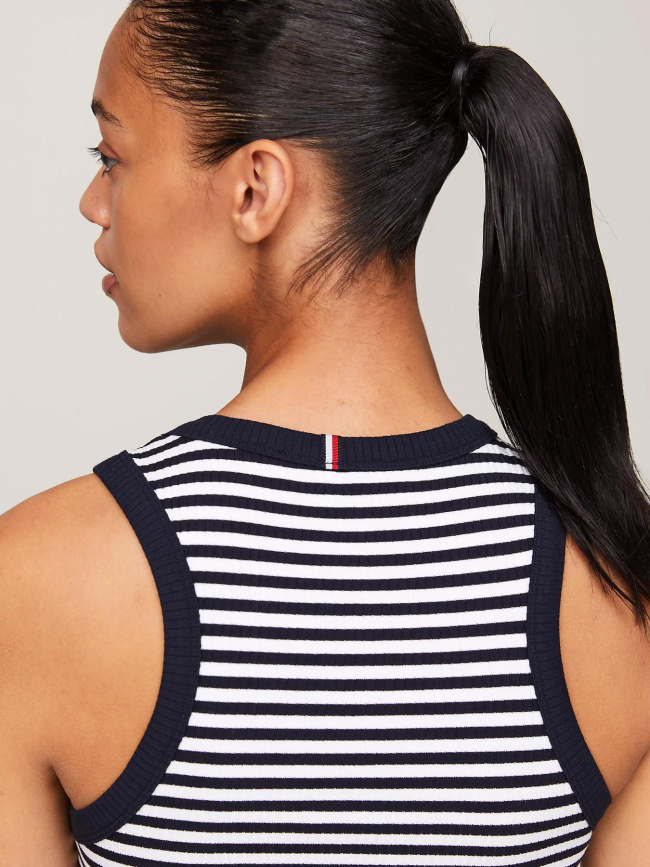 Débardeur slim rayé strié noir blanc femme - Tommy Hilfiger