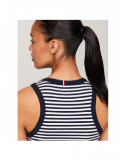 Débardeur slim rayé strié noir blanc femme - Tommy Hilfiger