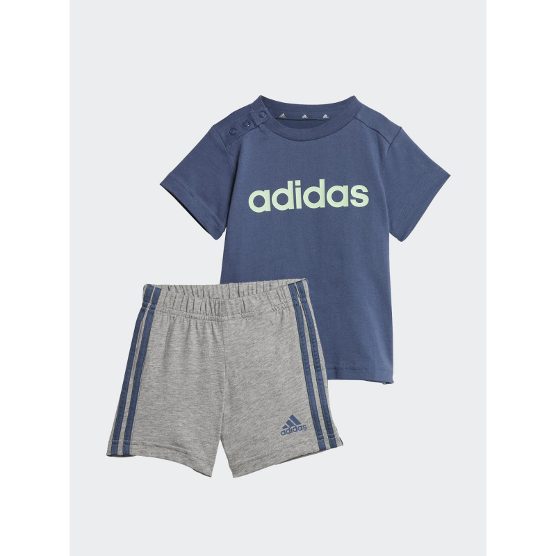 Ensemble t-shirt short linear set gris bleu bébé - Adidas