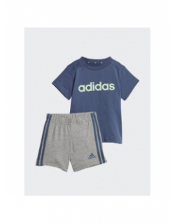 Ensemble t-shirt short linear set gris bleu bébé - Adidas