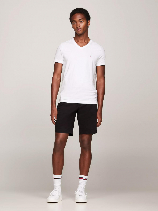 T-shirt col v stretch slim blanc homme - Tommy Hilfiger