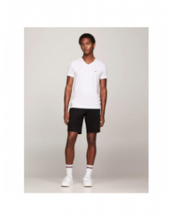 T-shirt col v stretch slim blanc homme - Tommy Hilfiger