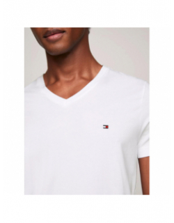 T-shirt col v stretch slim blanc homme - Tommy Hilfiger