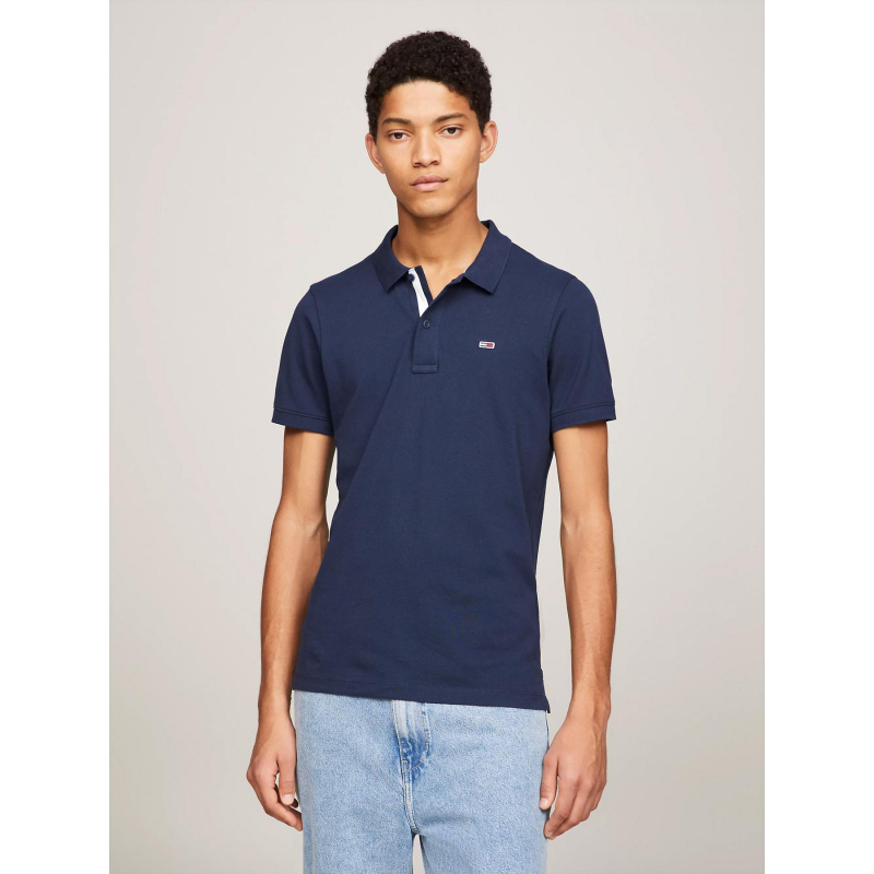 Polo slim placket bleu marine homme - Tommy Jeans