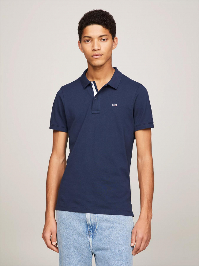 Polo slim placket bleu marine homme - Tommy Jeans