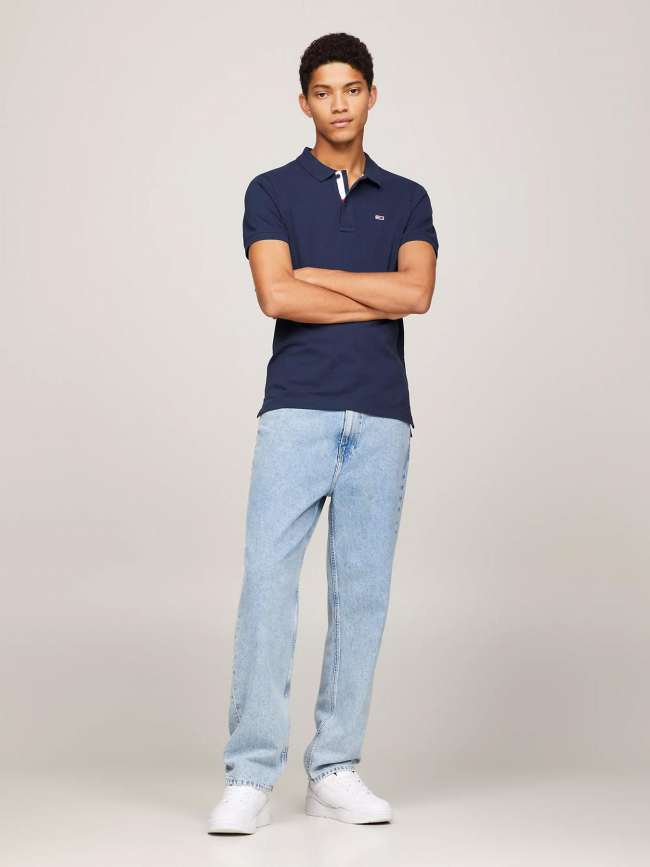 Polo slim placket bleu marine homme - Tommy Jeans