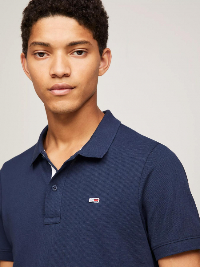 Polo slim placket bleu marine homme - Tommy Jeans