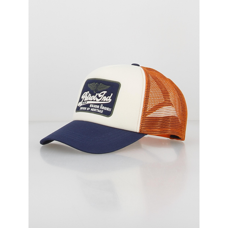 Casquette trucker logo bleu orange blanc homme - Petrol Industries