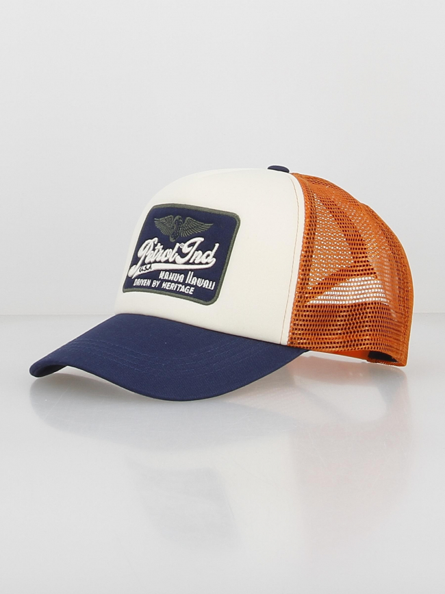 Casquette trucker logo bleu orange blanc homme - Petrol Industries