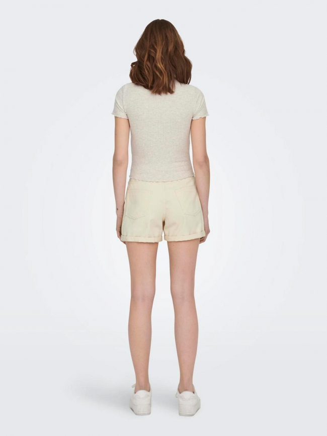 T-shirt crop cotêlé emma beige femme - Only