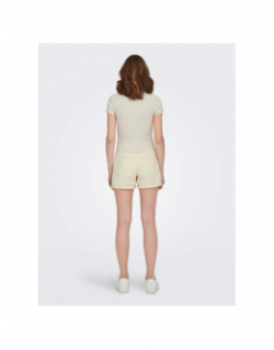 T-shirt crop cotêlé emma beige femme - Only