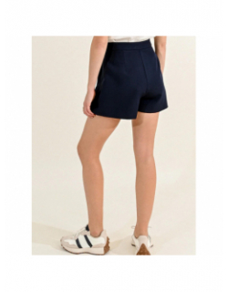 Short à pinces taille haute bleu marine femme - Molly Bracken