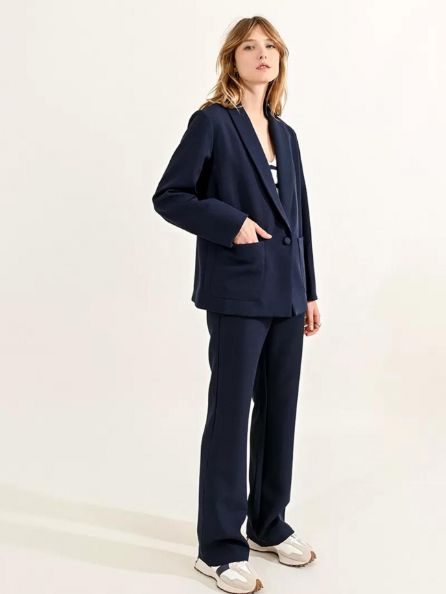 Blazer woven bleu marine femme - Molly Bracken