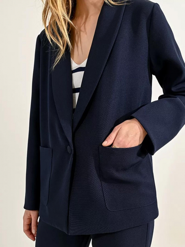 Blazer woven bleu marine femme - Molly Bracken