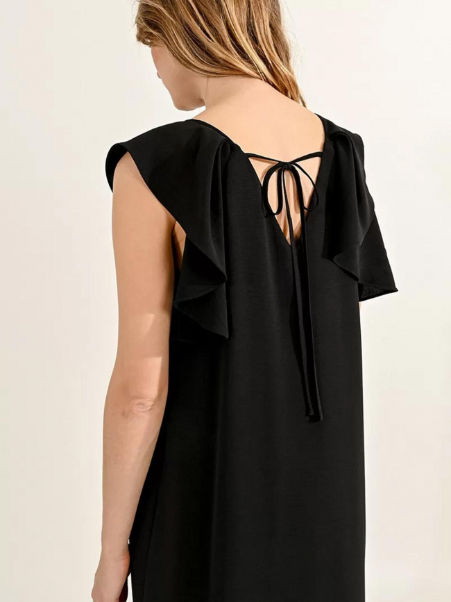 Robe droite à volant noir femme - Molly Bracken