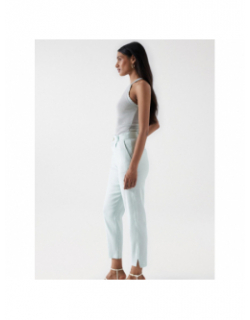 Pantalon chino slim lin vert d'eau femme - Salsa