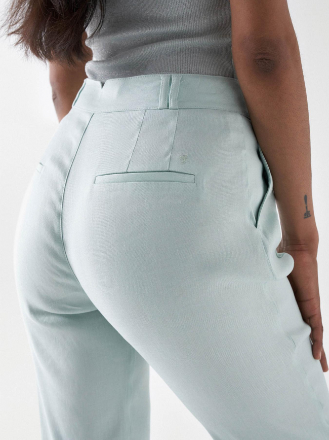 Pantalon chino slim lin vert d'eau femme - Salsa