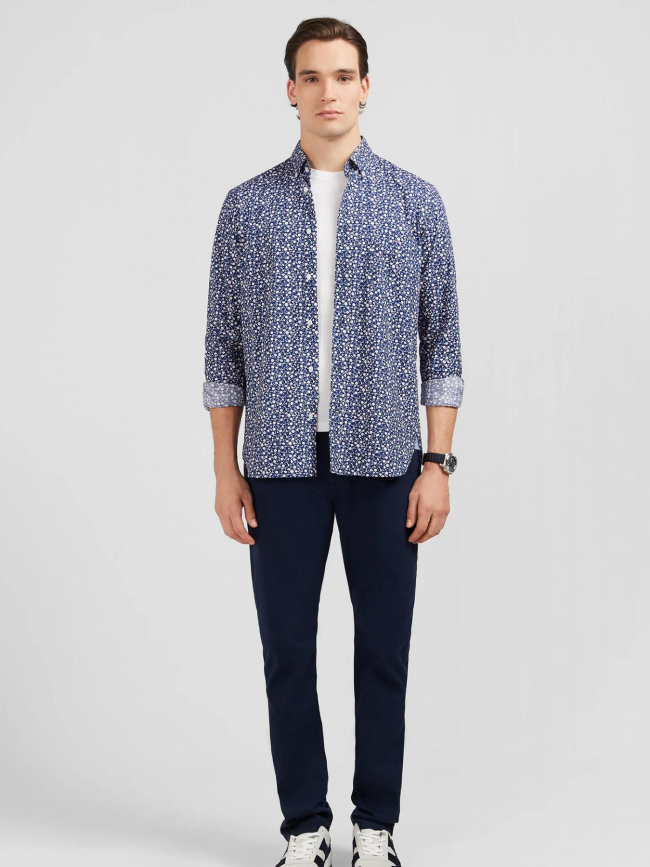 Chemise pop imprimé floral bleu marine homme - Edan Park