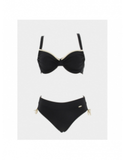 Maillot de bain 2 pièces nero noir or femme - Grain De Sable