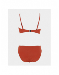 Maillot de bain 2 pièces côtelé terracotta rouge femme - Lagon Bleu