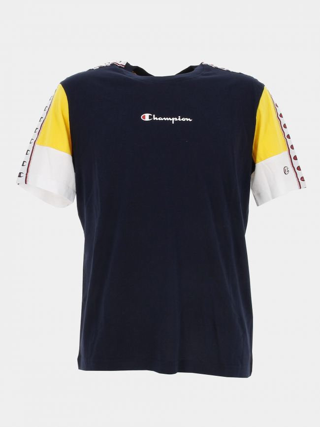 T-shirt crewneck logo jaune blanc bleu marine homme - Champion