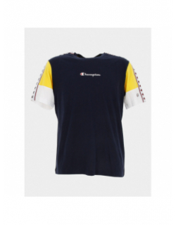 T-shirt crewneck logo jaune blanc bleu marine homme - Champion