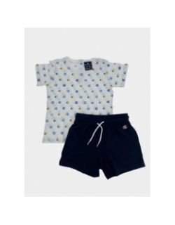 Ensemble short + t-shirt logo bleu blanc enfant - Champion