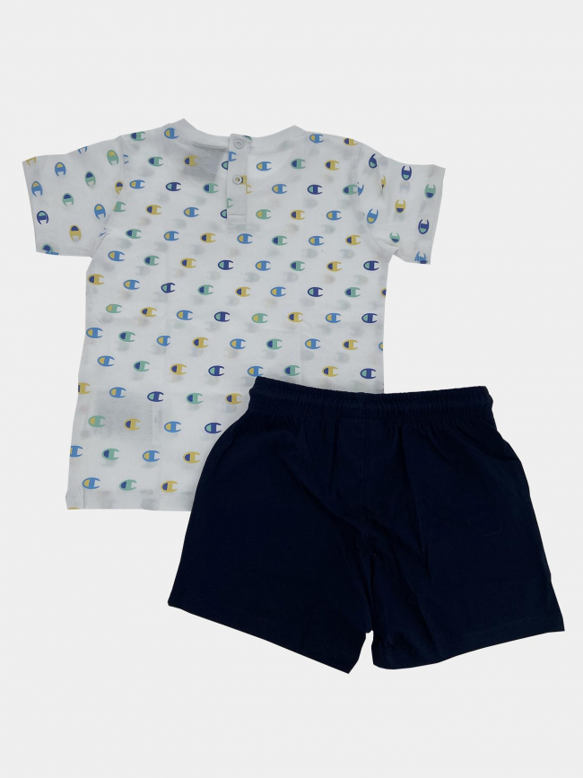 Ensemble short + t-shirt logo bleu blanc enfant - Champion