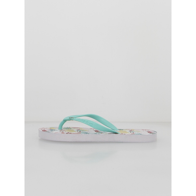 Tongs palme fleurs vert rose femme - Culture Sud