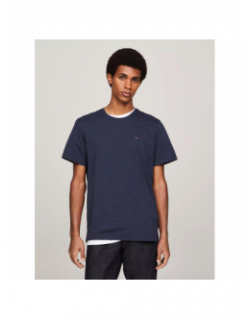 T-shirt slim uni logo brodé bleu homme - Tommy Jeans