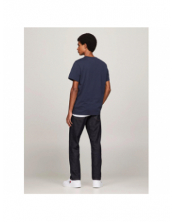 T-shirt slim uni logo brodé bleu homme - Tommy Jeans