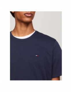 T-shirt slim uni logo brodé bleu homme - Tommy Jeans