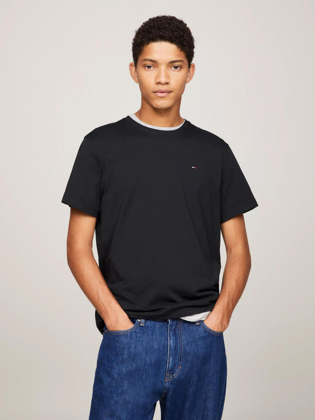 T-shirt slim logo brodé noir homme - Tommy Jeans