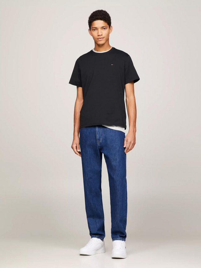 T-shirt slim logo brodé noir homme - Tommy Jeans