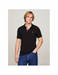 Polo slim placket noir homme - Tommy Jeans