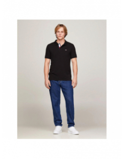 Polo slim placket noir homme - Tommy Jeans