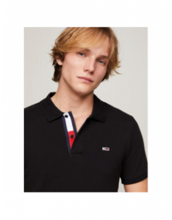 Polo slim placket noir homme - Tommy Jeans